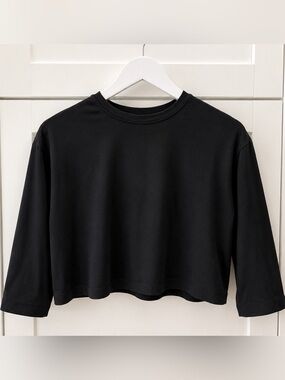 lululemon athletica Black All yours cropped 3/4 Sleeve Crewneck Top size 6